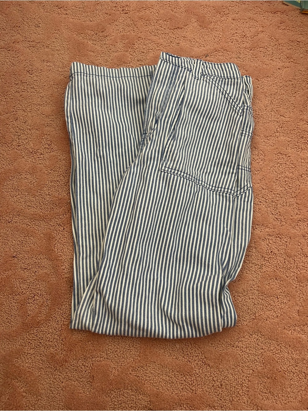 Women’s H&M Blue and White Striped Casual Cargo Jeans